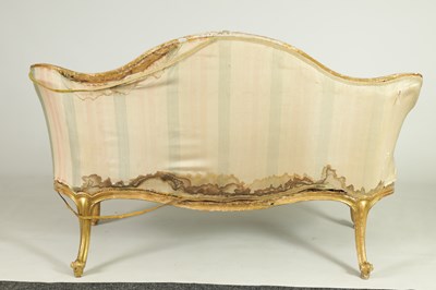 Lot 1399 - A PAIR OF GEORGE III ENGLISH CARVED GILTWOOD HEPPLEWHITE STYLE UPHOLSTERED SETTEES