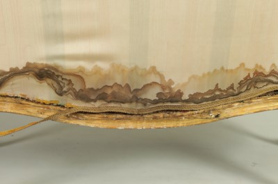 Lot 1399 - A PAIR OF GEORGE III ENGLISH CARVED GILTWOOD HEPPLEWHITE STYLE UPHOLSTERED SETTEES