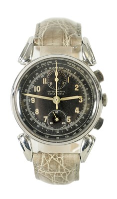 Lot 477 - A STEEL ULYSSE NARDIN CHRONOGRAPH WRISTWATCH