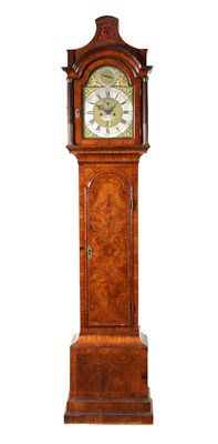 Lot 1143 - JAMES WEST, LONDON. AN EARLY 18TH CENTURY BURR WALNUT EIGHT-DAY LONGCASE CLOCK