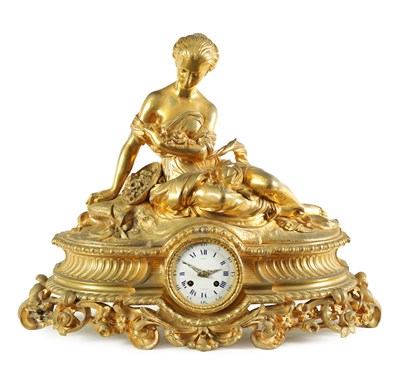 Lot 1028 - A LARGE 19TH CENTURY FRENCH FIGURAL ORMOLU MANTEL CLOCK