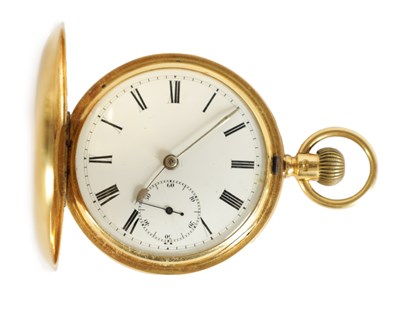 Lot 221 - AN 18CT GOLD FULL HUNTER POCKET WATCH