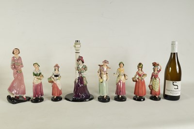Lot 22 - A COLLECTION OF EIGHT 20TH CENTURY STAFFORDSHIRE GOLDSCHEIDER FIGURES