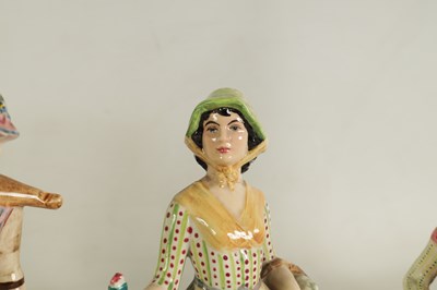 Lot 22 - A COLLECTION OF EIGHT 20TH CENTURY STAFFORDSHIRE GOLDSCHEIDER FIGURES