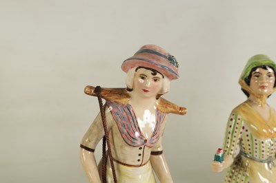 Lot 22 - A COLLECTION OF EIGHT 20TH CENTURY STAFFORDSHIRE GOLDSCHEIDER FIGURES