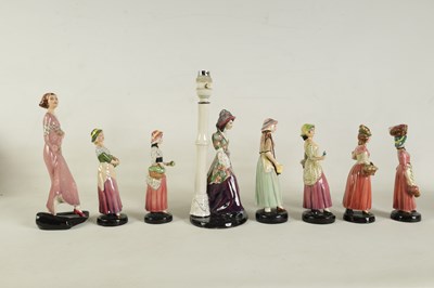 Lot 22 - A COLLECTION OF EIGHT 20TH CENTURY STAFFORDSHIRE GOLDSCHEIDER FIGURES
