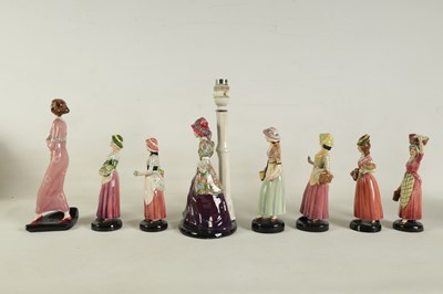 Lot 22 - A COLLECTION OF EIGHT 20TH CENTURY STAFFORDSHIRE GOLDSCHEIDER FIGURES