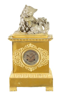 Lot 1509 - A RARE EARLY 19TH CENTURY FRENCH BRONZE AND ORMOLU AUTOMATION MANTEL CLOCK