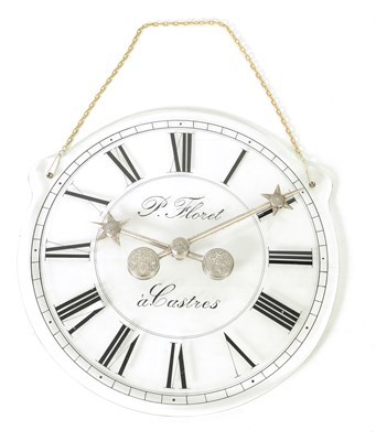 Lot 778 - AN UNUSUAL EARLY 20TH CENTURY FRENCH GLASS DIAL MYSTERY WALL CLOCK