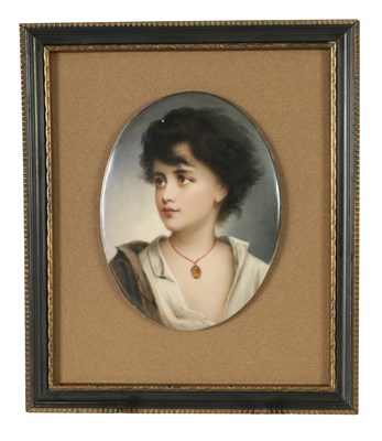 Lot 90 - A LATE 19TH CENTURY CONTINENTAL OVAL PORCELAIN PORTRAIT PLAQUE