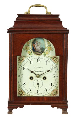 Lot 751 - WILLIAM JACKSON, FRODSHAM A GEORGE III PAINTED DIAL MAHOGANY BRACKET CLOCK