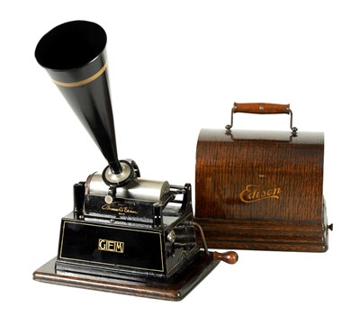 Lot 707 - A LATE 19TH CENTURY EDISON GEM PHONOGRAPH AND CYLINDERS