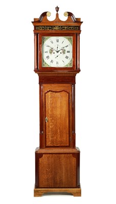 Lot 1131 - JAs. COATES, WIGAN,  AN EARLY 19TH CENTURY OAK AND MAHOGANY EIGHT-DAY LONGCASE CLOCK