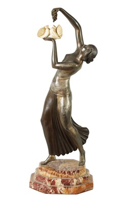 Lot 986 - LUCILLE SEVIN. AN ART DECO SILVERED AND PATINATED BRONZE SCULPTURE OF A DANCING LADY