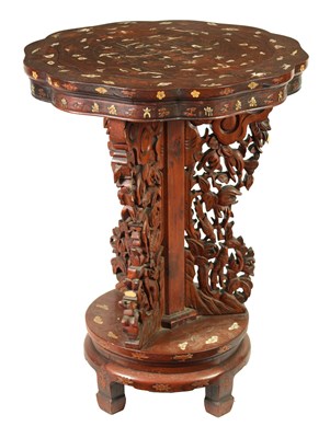 Lot 289 - A 19TH CENTURY CHINESE BOXWOOD AND IVORY INLAID HARDWOOD OCCASIONAL TABLE