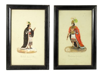 Lot 862 - A PAIR OF 19TH CENTURY SOUTH AMERICAN AZTEC FEATHER WORK AND WATERCOLOUR PAINTINGS