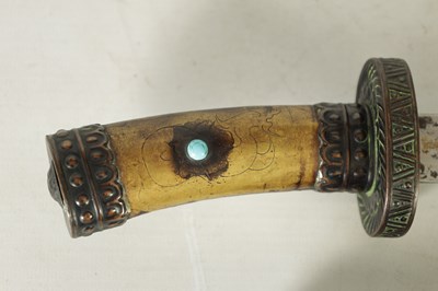 Lot 373 - A 19TH CENTURY MONGOLIAN DAGGER