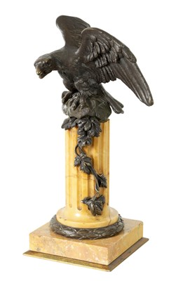 Lot 590 - A LARGE 19TH CENTURY BRONZE AND SIENNA MARBLE WATCH STAND