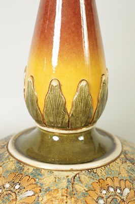 Lot 57 - A ROYAL DOULTON 'IVORY' TALL TAPERING SHOULDERED VASE WITH SLENDER FLARED NECK