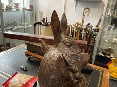 Lot 757 - A LARGE AND RARE 19TH CENTURY BLACK FOREST CARVED LINDEN WOOD TOBACCO JAR FORMED AS A FOX AND HARE