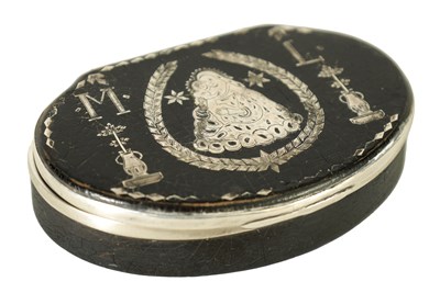 Lot 701 - A LATE 17TH CENTURY SILVER MOUNTED BLACK LEATHER GENTLEMAN'S SNUFF BOX
