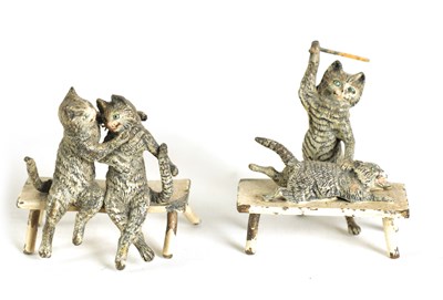 Lot 610 - TWO EARLY 20TH CENTURY AUSTRIAN COLD PAINTED BRONZE SCULPTURES OF CATS