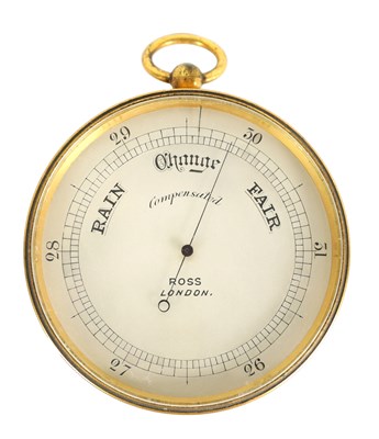 Lot 521 - ROSS, LONDON A 19TH CENTURY GILT BRASS POCKET BAROMETER