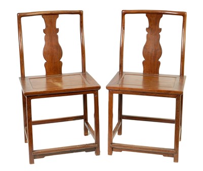 Lot 256 - A PAIR OF 19TH CENTURY HARDWOOD CHINESE HALL CHAIRS