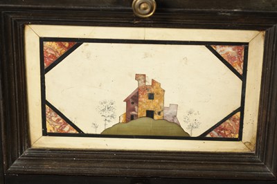 Lot 1432 - A GOOD 18TH CENTURY ITALIAN PIETRA DURA INLAID EBONISED TABLE CABINET