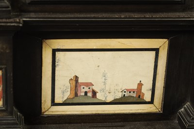 Lot 1432 - A GOOD 18TH CENTURY ITALIAN PIETRA DURA INLAID EBONISED TABLE CABINET