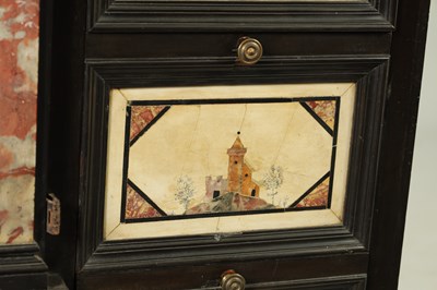 Lot 1432 - A GOOD 18TH CENTURY ITALIAN PIETRA DURA INLAID EBONISED TABLE CABINET