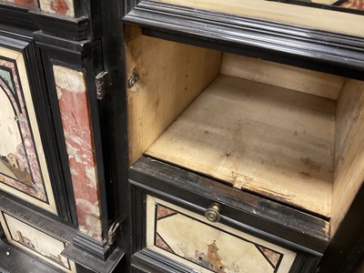 Lot 1432 - A GOOD 18TH CENTURY ITALIAN PIETRA DURA INLAID EBONISED TABLE CABINET