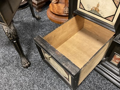 Lot 1432 - A GOOD 18TH CENTURY ITALIAN PIETRA DURA INLAID EBONISED TABLE CABINET