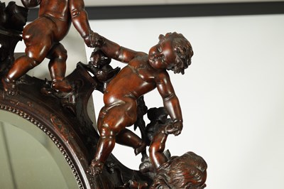 Lot 1478 - A FINE 19TH CENTURY ITALIAN CARVED WALNUT HANGING MIRROR