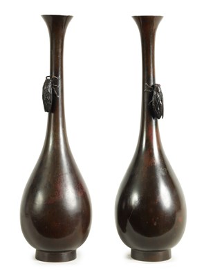 Lot 176 - A PAIR OF JAPANESE MEIJI BRONZE OVOID VASES