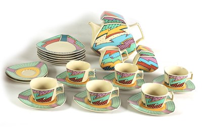 Lot 102 - A ROSENTHAL, GERMANY ART DECO STYLE  24 PIECE ‘JAZZ’ PATTERN TEA SERVICE