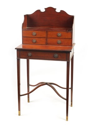 Lot 1367 - A LATE 19TH CENTURY BRASS INLAID  BONHEUR DU JOUR BY COLLINSON AND LOCK, LONDON