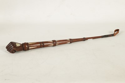 Lot 451 - A 19TH CENTURY MAHOGANY AND MOTHER OF PEARL INALID RIDING CROP