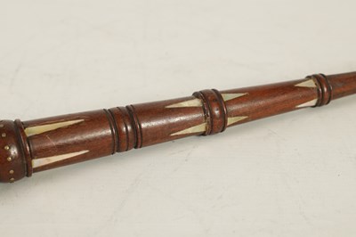 Lot 451 - A 19TH CENTURY MAHOGANY AND MOTHER OF PEARL INALID RIDING CROP