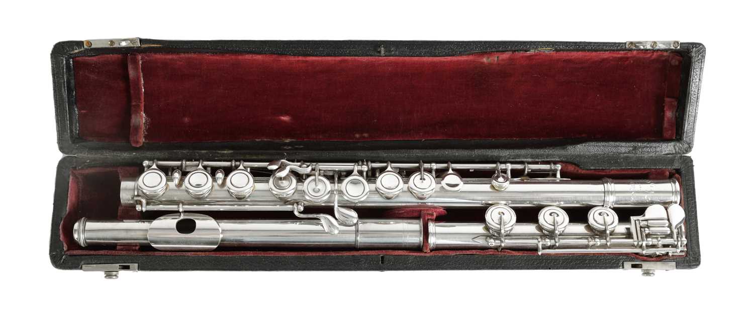 Lot 648 - A SWISS SILVER-PLATED FLUTE BY HUG & CO. ZURICH