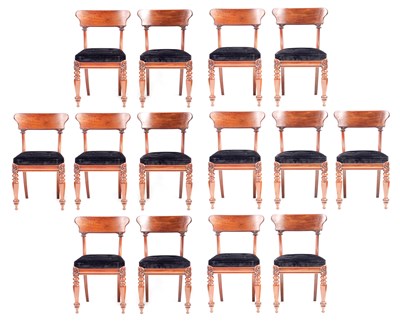 Lot 902 - A SET OF FOURTEEN WILLIAM IV FIDDLEBACK MAHOGANY DINING CHAIRS