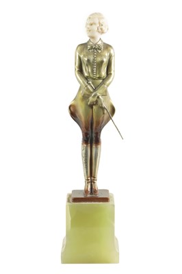 Lot 588 - JOSEF LORENZL 1852 - 1950 AN ART DECO COLD PAINTED SILVERED BRONZE AND IVORY SCULPTURE