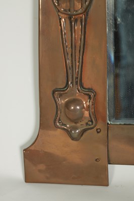 Lot 574 - AN ARTS AND CRAFTS COPPER LIBERTY STYLE HANGING MIRROR