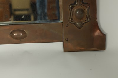 Lot 574 - AN ARTS AND CRAFTS COPPER LIBERTY STYLE HANGING MIRROR