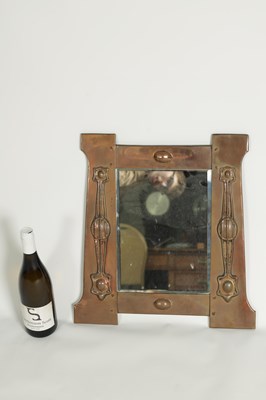 Lot 574 - AN ARTS AND CRAFTS COPPER LIBERTY STYLE HANGING MIRROR