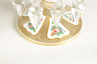 Lot 2 - A GOOD PAIR OF 19TH-CENTURY BOHEMIAN WHITE OVERLAY AND GILT-DECORATED CLEAR GLASS LUSTERS