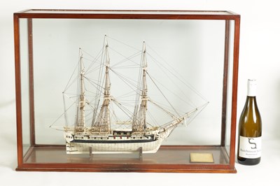 Lot 607 - A LARGE 19TH CENTURY FRENCH NAPOLEONIC PRISONER-OF-WAR BONE MODEL OF THE 34-GUN U.S FRIGATE RALEIGH