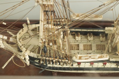 Lot 607 - A LARGE 19TH CENTURY FRENCH NAPOLEONIC PRISONER-OF-WAR BONE MODEL OF THE 34-GUN U.S FRIGATE RALEIGH