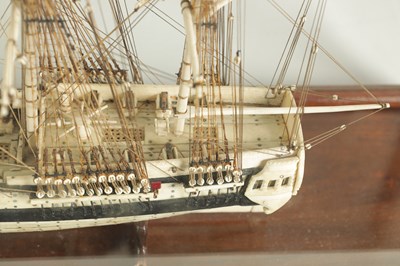 Lot 607 - A LARGE 19TH CENTURY FRENCH NAPOLEONIC PRISONER-OF-WAR BONE MODEL OF THE 34-GUN U.S FRIGATE RALEIGH