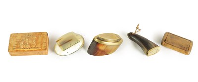 Lot 619 - A COLLECTION OF FIVE 19TH CENTURY SNUFF BOXES